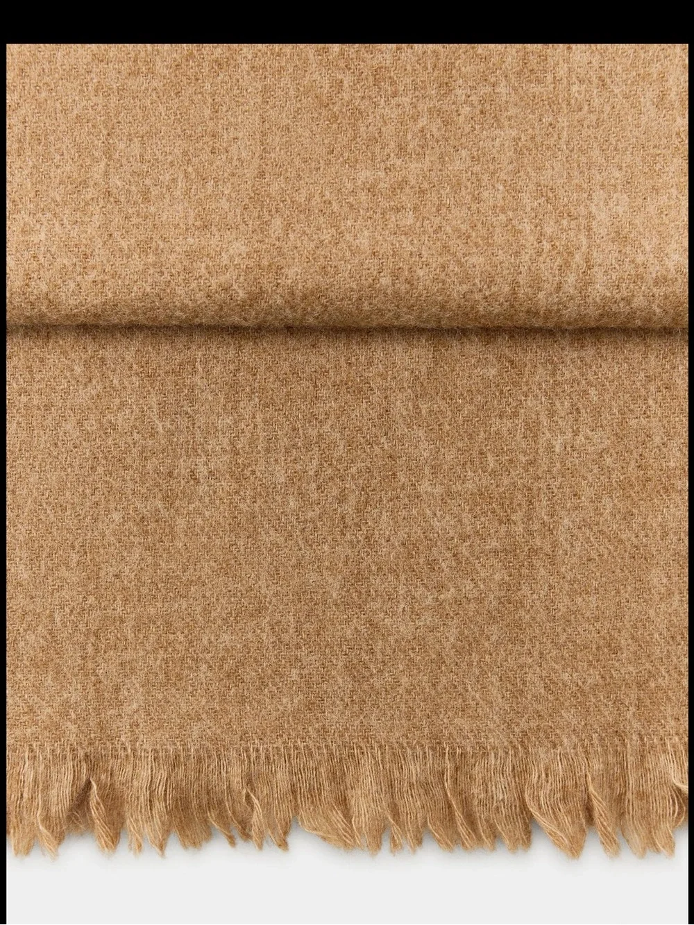 Zara plain wool scarf, 180 x 70 cm , frayed edges, taupe brown